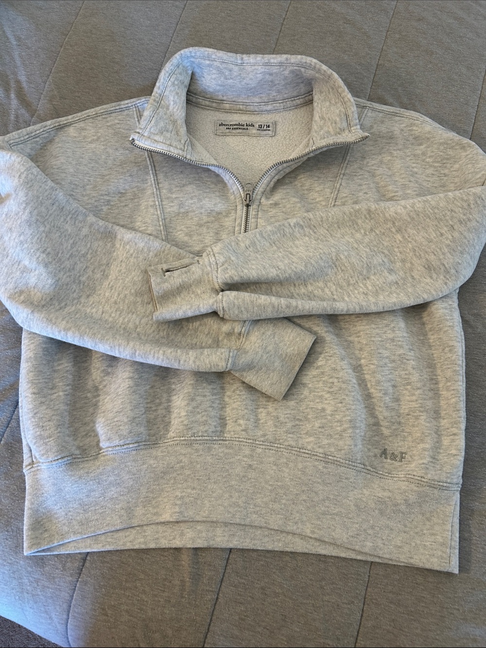Abercrombie & Fitch Light Gray Quarter-Zip Sweatshirt